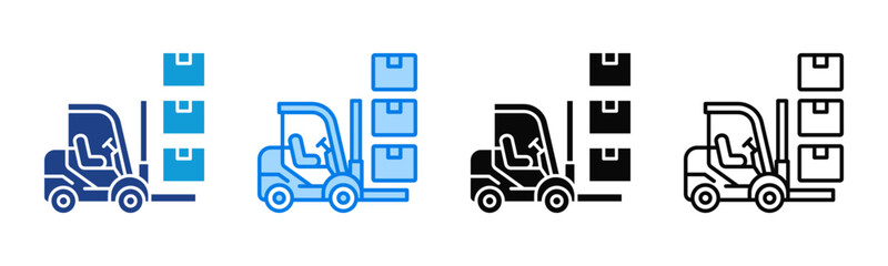Naklejka premium Forklift icon sheet multiple style collection