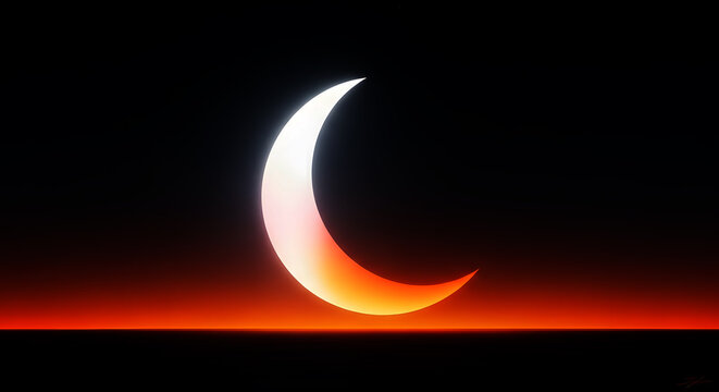 Partial solar eclipse with crescent sun