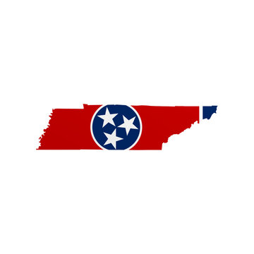 Tennessee flag map poster. US state pride wall decor artwork. Patriotic printable digital art. Detailed vector illustration