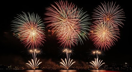 Vibrant fireworks display on a dark night sky