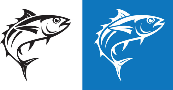 Tuna fish vector art icon, black tuna clip art, logo, illustration on white background