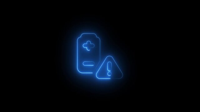 Glowing Blue Game Controller Warning Sign Neon Outline Symbols 4k animation video on Black Background