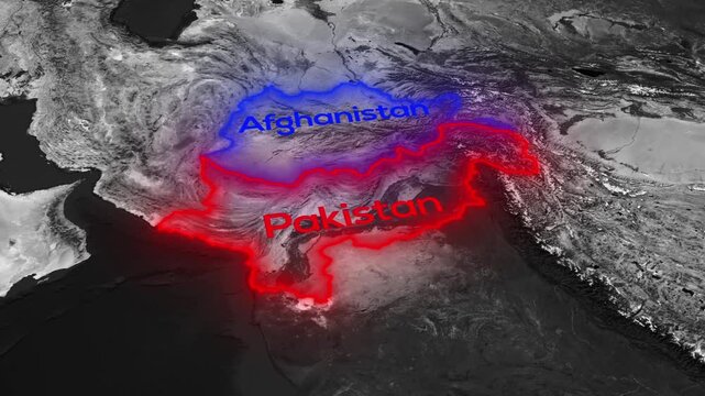 3D Pakistan and Afghanistan Map Animation &ndash; South Asia Political Border Motion Graphic