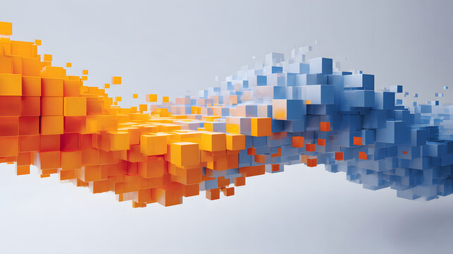 Colorful 3D cube wave pattern