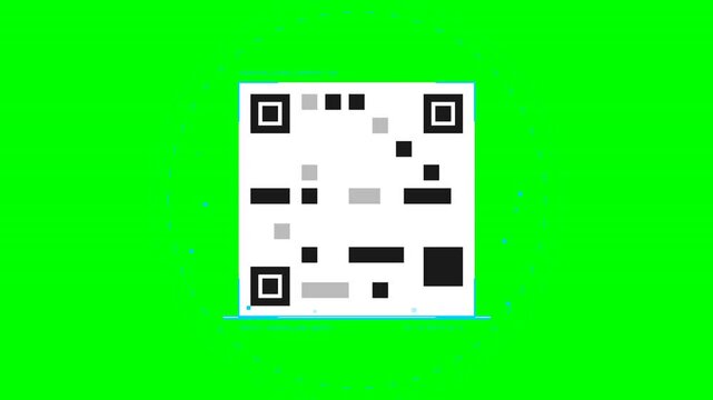 QR Code Scanning Animation on Green Background.