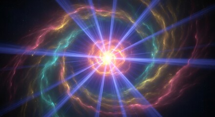 Obraz premium Vibrant cosmic energy radiating from a brilliant central light source