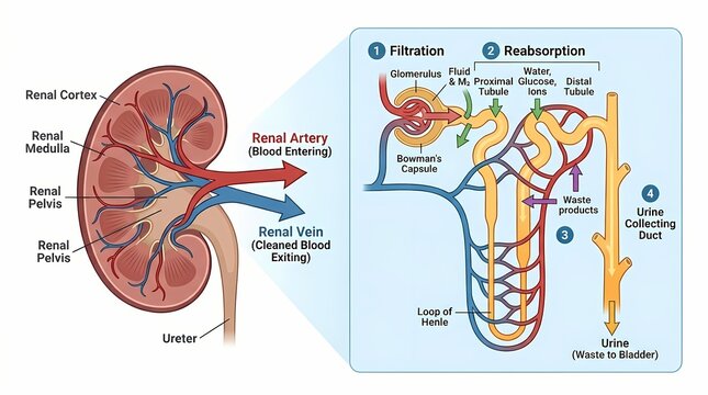 Kidney Anatomy and Nephron Function Filtration and Reabsorption Process Explained