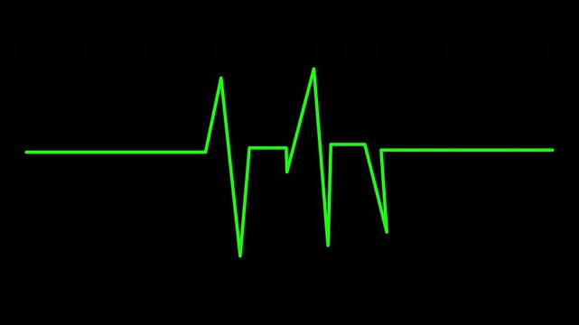 Heartbeat flatline and fitness concept design featuring a green heart rate monitor line with jagged pattern. Suitable for medical and sportrelated content.