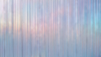A metal wall with vertical lines displays soft pastel shades under early morning light. The colors blend softly, creating a simple yet striking visual effect