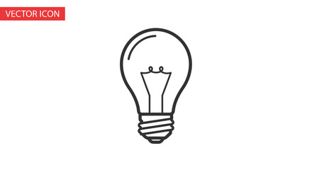 Simple light bulb icon outline, symbol of idea, innovation, creativity, and energy