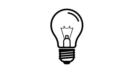 Naklejka premium Simple line art illustration of a classic incandescent light bulb, symbolizing ideas and innovation.