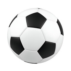 Fototapeta premium Classic black and white soccer ball. Professional football equipment for sports design, competition, and athletic games, isolated on white or transparent background. PNG format.