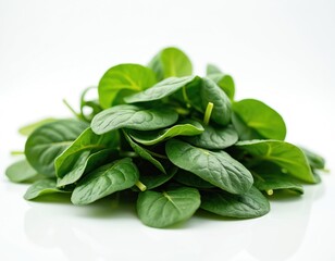 Fototapeta premium Fresh spinach leaves piled for cooking or salad preparation in a clean kitchen. These green vegetables are a healthy ingredient for meals and diets.