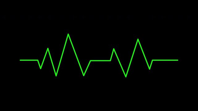 Heartbeat flatline ecg signal on black background suitable for medical concepts, healthcare presentations, cardiology websites, digital health articles, science projects.
