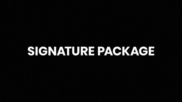 Signature Package Liquid Glitch Text Animation 4K for Exclusive Service Bundles and Premium Offer Marketing