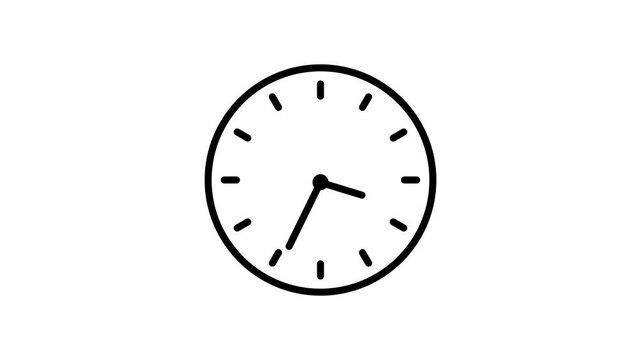 Clock spinning on transparent background with alpha channel. Stopwatch animation. watch animation. Clock icon flat style 24 hours day fast speed with moving timer clock rotation 4k video