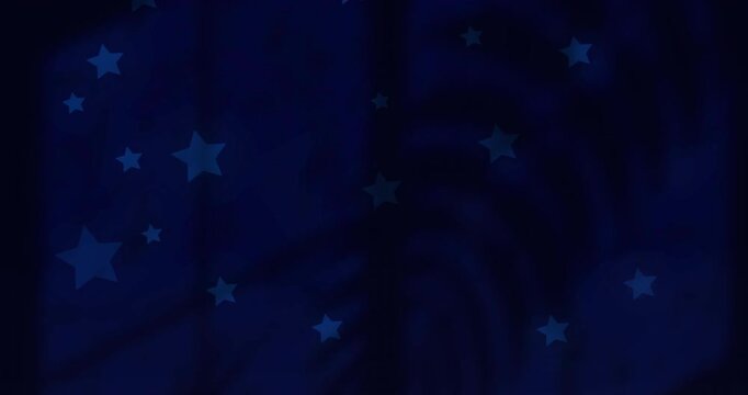 Star patterned blue curtain showing gentle rippling while stars shifting after subtle light shift