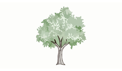 Obraz premium Hand Drawn Style Tree With Detailed Leaves Icon – Organic Nature Symbol Vector Illustration on White Background