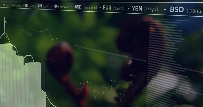 Ticker starting faint UI, fern curl staying right while bars rising, trend falling, showing markets