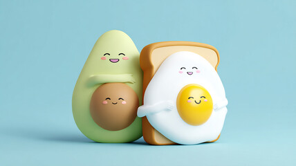 Cute Avocado and Egg Breakfast Friends