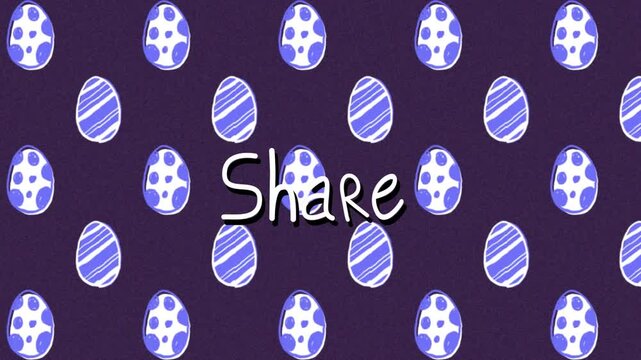 Short curved stroke appearing at right, hand-lettered Share sending arrows outward to connect eggs