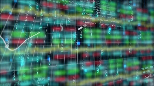 On tick data wall animating grid streaming binary drawing chart calling percent changes for insight