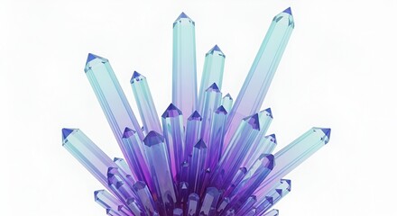 crystal cluster, iridescent gem, mineral formation, abstract art, isolated