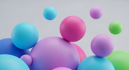 abstract colorful spheres floating background, 3d render