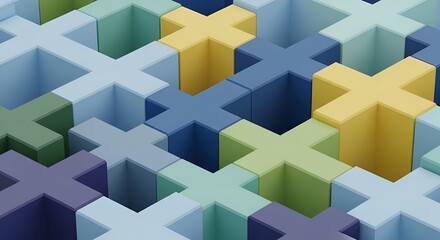 abstract cross shapes pattern, colorful background