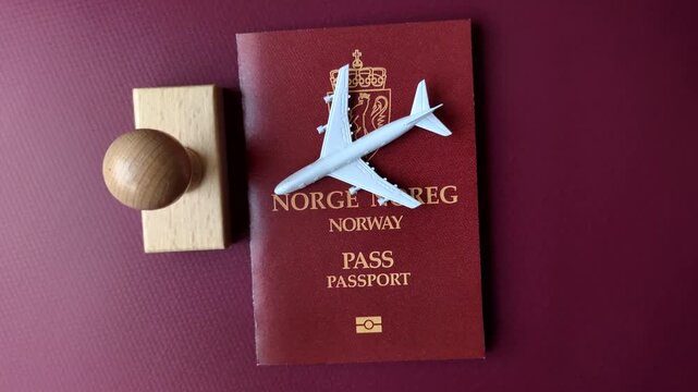 Norway passport, Norwegian visa for international travel and vacation. Norwegian passport as a background for your design