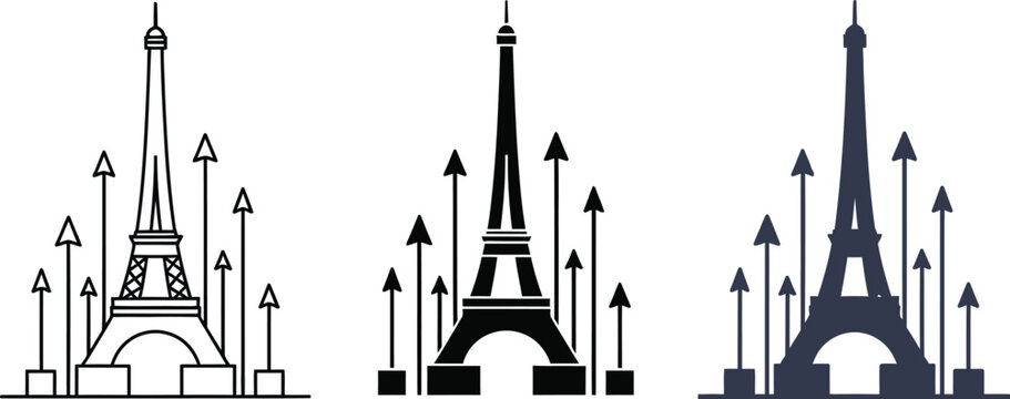 Eiffel tower silhouette variations