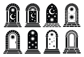 Obraz premium Collection of Celestial Arches and Doors with Starry Night Motifs