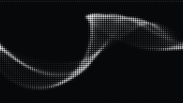 Abstract Halftone Wave Pattern Illustration on Black Background