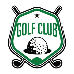 Vintage-inspired golf club logo with golf balls and clubs vector