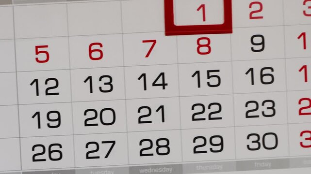 View of calendar showing dates and events for the month ahead