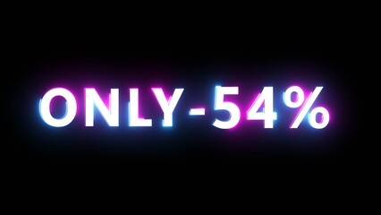 Obraz premium Neon effect percentage offer illustration. Neon discount text number on black background.