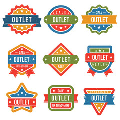 Vibrant vintage style outlet sale badges and labels set