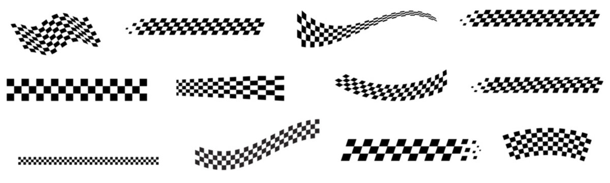 Racing stripe and checkered flag design vector set. vector illustration