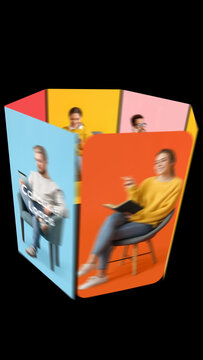 Carousel Loop Vertical &ndash; Seamless Vertical Slideshow Animation, Social Media Post Rotation, Infinite Loop Presentation, Story and Reels Content Template