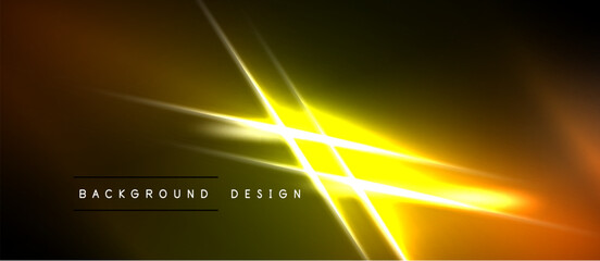 Naklejka premium Abstract background features bright yellow lines crossing dark orange, black gradients. Modern design element for digital projects.