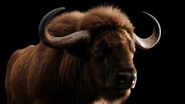 Majestic Bison Portrait with Dark Background.