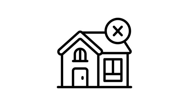 A captivating linear animated icon showing cancel house request