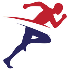Dynamic running silhouette with speed trail - minimalist sports vector icon