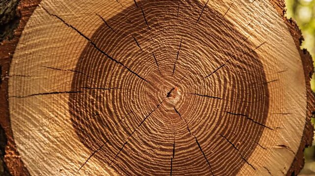 Tree Stump Cross Section with Visible Rings