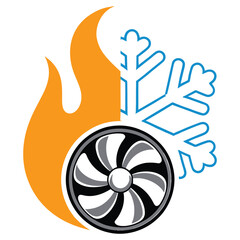Balanced climate control: heat and cooling fan vector icon
