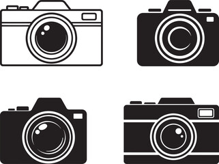 Camera Photography Icons Flat and Silhouette Vector Set