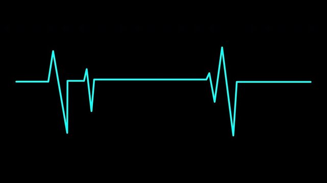 Heartbeat flatline showing heart rhythm on black background suitable for medical presentations, articles, blogs, and healthcarerelated designs.