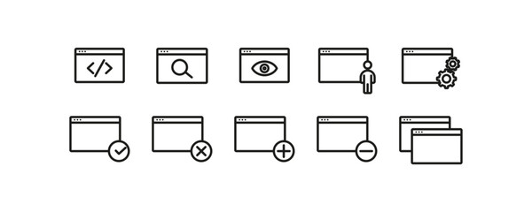 Web Browser and Folder Line Icons Set