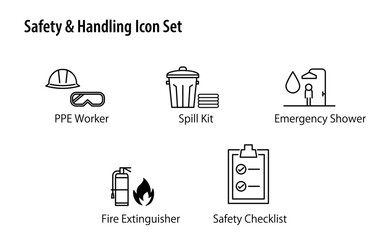 Hazard Labels icon set. / 安全と取り扱いのシンプルなベクターアイコンセット。