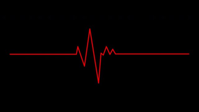 Heartbeat flatline line on black background. Suitable for medical concepts, health campaigns, and design projects related to heart health.